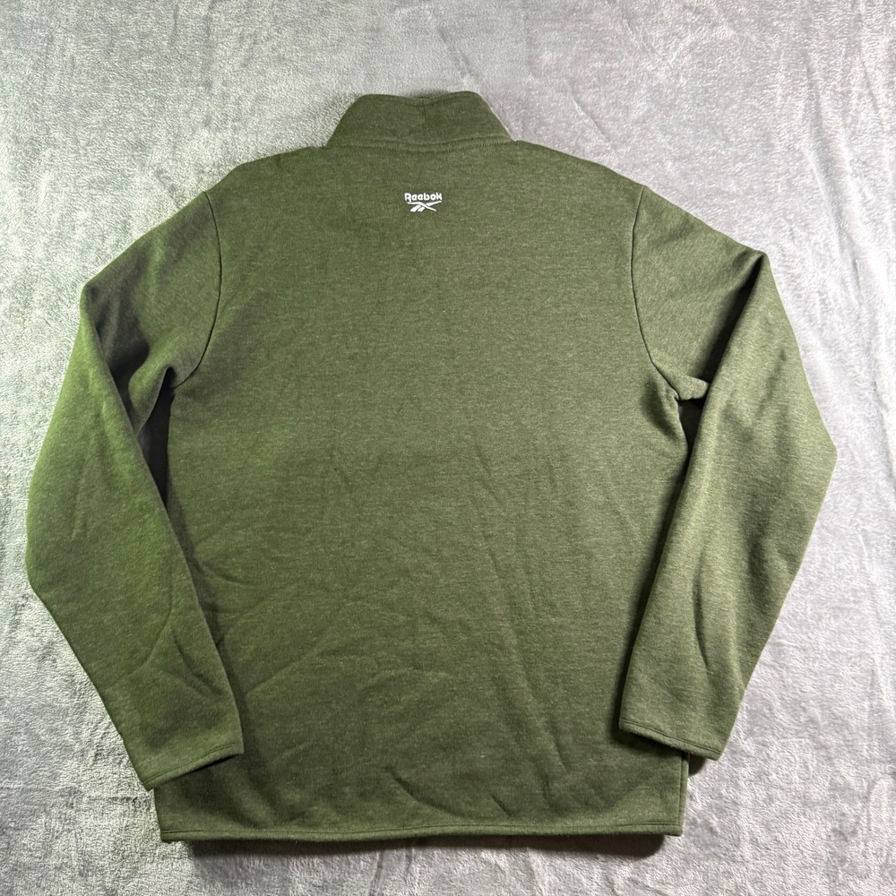 Reebok Quarter Zip Pullover Sweatshirt Olive Green Medium Mens Logo - Picture 5 of 10